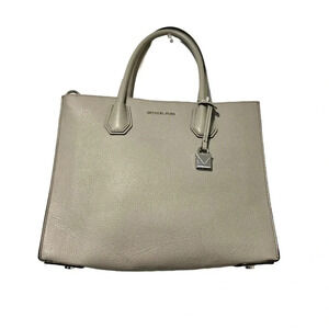 Michael Kors Mercer Large Convertible Pearl Grey Leather Tote Bag